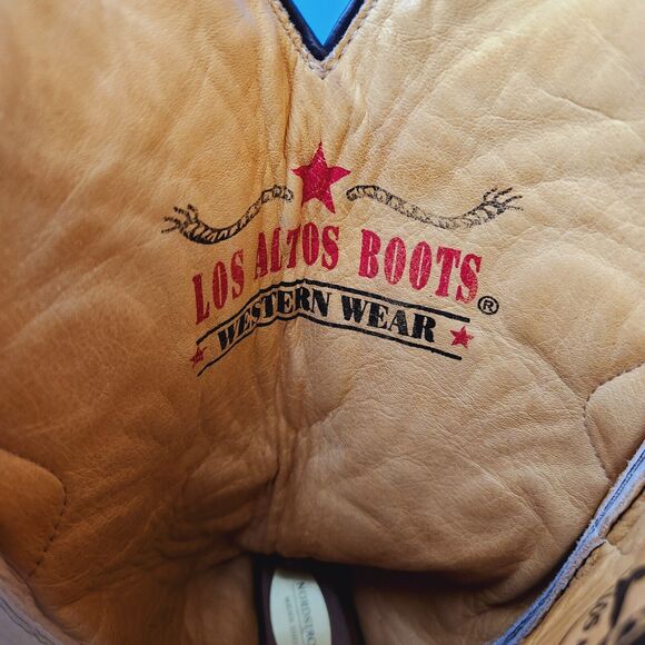 Los Altos Genuine Ostrich Leg 3X Toe Mens Size 8 Pointed toe Cowboy Boots 950549 - Picture 10 of 13